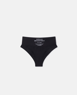 Stella McCartney Logo Rib Knit High Midja Briefs Sovkläder Dam Svarta | 4025RXCVB