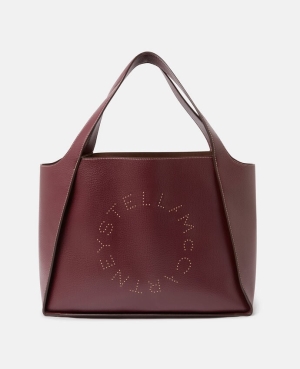 Stella McCartney Logo Studded Grainy Alter Mat Toteväska Dam Lila | 1546GIHQU
