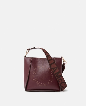 Stella McCartney Logo Studded Grainy Alter Mat Axelväska Dam Lila | 4890YZBAD