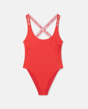 Stella McCartney Logo Tape Swimsuit Badkläder Dam Korall | 3987EAROF