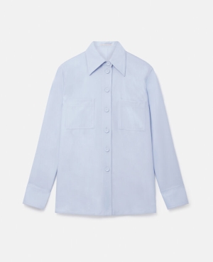 Stella McCartney Long Point Collar Skjorta Dam Blå | 6713ROHUL