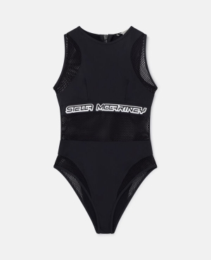 Stella McCartney Mesh Logo Swimsuit Badkläder Dam Svarta | 5231TZNIK