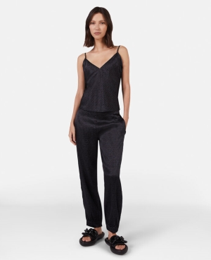 Stella McCartney Monogram Print Silk Cami Sovkläder Dam Svarta Grå | 0953GYKQJ