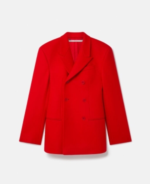 Stella McCartney Moulded Midja Double-Breasted Blazers Dam Röda | 9102CRUAG