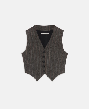Stella McCartney Pinstripe Cropped Waistcoat Rockar Dam Grå | 8635KBXZM