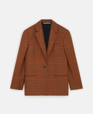 Stella McCartney Prince of Wales Check Oversized Blazers Dam Rosa | 1352DZEYN