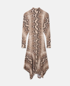 Stella McCartney Python Print Asymmetric Klänning Dam Bruna | 2975TRBHO