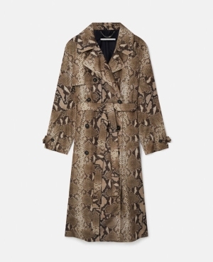 Stella McCartney Python Print Belted Trench Rockar Dam Bruna | 8075BZXPO