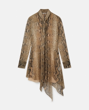 Stella McCartney Python Print Silk Chiffon Klänning Dam Bruna | 6428ZACVP