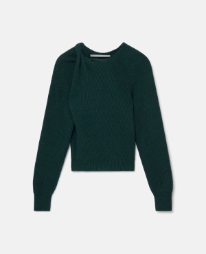 Stella McCartney Regenerated Cashmere Shifting Knot Jumpers Dam Gröna | 8754HEQYA