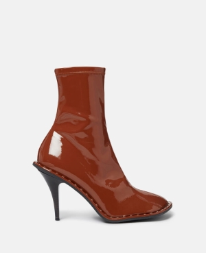Stella McCartney Ryder Lacquered Stiletto Ankle Stövlar Dam Bruna | 4039OBKIP