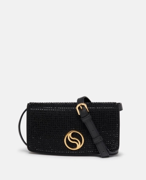 Stella McCartney S-Wave Crystal Hotfix on Rem Plånbok Dam Svarta | 7190KSFXZ