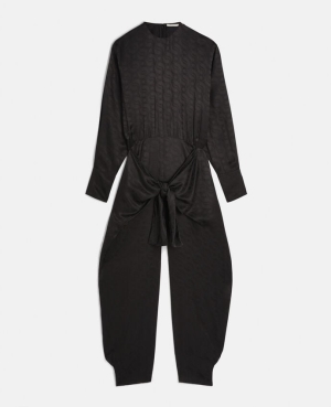 Stella McCartney S-Wave Jacquard Wrap Jumpsuit Dam Svarta | 9384KBTZJ