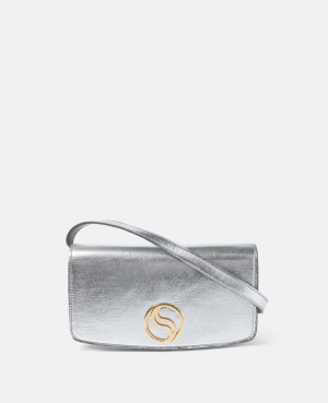 Stella McCartney S-Wave Metallic Mini Bags Dam Silver | 3728BYQAD