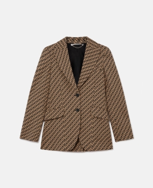 Stella McCartney S-Wave Print Single-Breasted Tailoring Dam Beige | 0796BPYDX