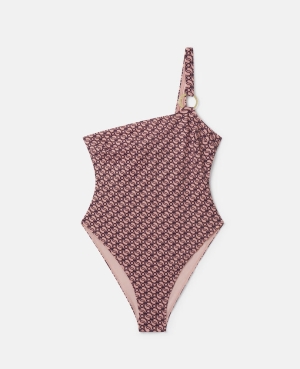 Stella McCartney S-Wave Print Swimsuit Badkläder Dam Rosa Vinröda | 5431DHCRE