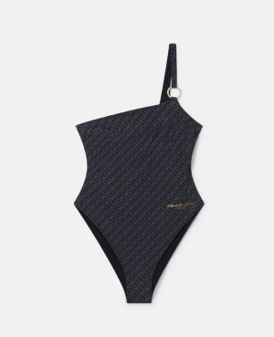 Stella McCartney S-Wave Print Swimsuit Badkläder Dam Svarta Grå | 9643MERDQ