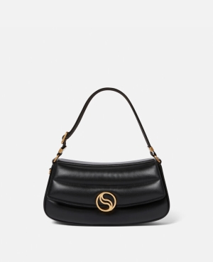 Stella McCartney S-Wave Vadderad Axelväska Dam Svarta | 7314HQOVU
