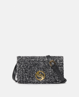 Stella McCartney S-Wave Vadderad Tweed on Rem Plånbok Dam Svarta | 5271ALNMO