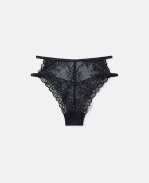 Stella McCartney Silk Trim Spets High-Waisted Briefs Sovkläder Dam Svarta | 8540ZPFTB
