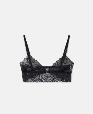 Stella McCartney Silk Trim Spets Soft Cup Bra Sovkläder Dam Svarta | 6812HNOCW
