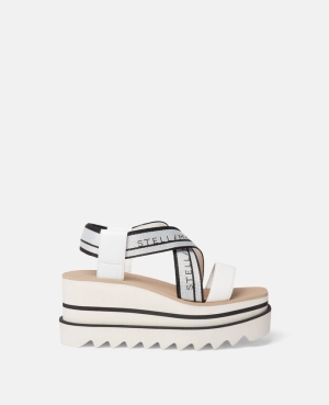 Stella McCartney Sneak-Elyse Randig Platform Sandals Kilklack Dam Vita Svarta | 3485REXYZ