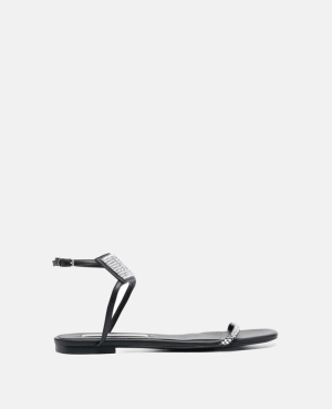 Stella McCartney Stella 100 Crystal Sandals Platta Skor Dam Svarta | 5480KVUBJ