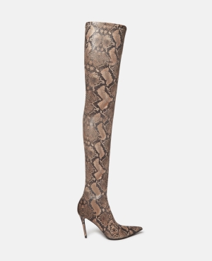 Stella McCartney Stella Iconic Python Print Klackar Over-the-Knee Stövlar Dam Kaffe | 7082WNIYA