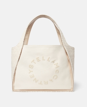 Stella McCartney Stella Logo Embroidered Towelling Toteväska Dam Vita | 1458USOTZ