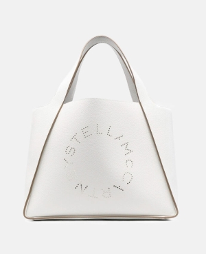 Stella McCartney Stella Logo Grainy Alter Mat Toteväska Dam Vita | 0173SOANM