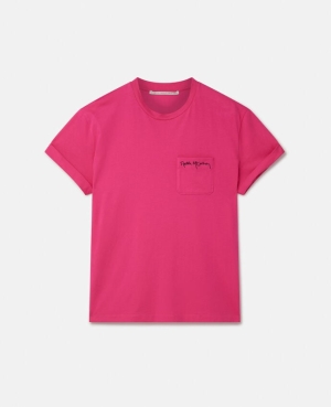 Stella McCartney Stella Logo Heart Embroidery T-shirt Dam Rosa | 5897NAICH