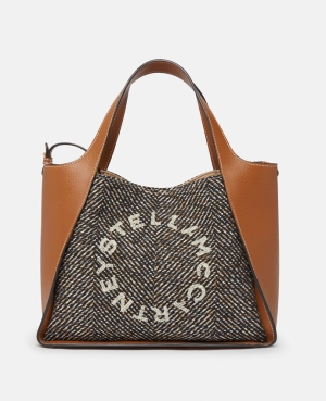 Stella McCartney Stella Logo Herringbone Weave Crossbody Väska Dam Svarta | 6059EODPK