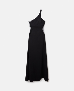 Stella McCartney Stretch Cady One-Shoulder Klänning Dam Svarta | 0514JLKGQ