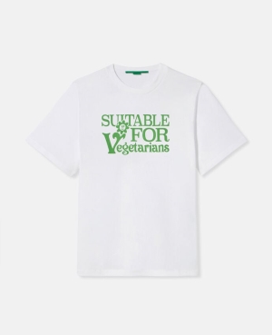 Stella McCartney Suitable for Vegetarians' Tryck T-shirt Dam Vita | 0928NJBFV