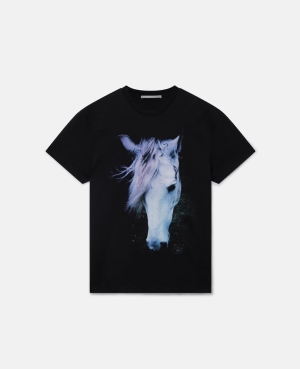 Stella McCartney The White Horse T-shirt Dam Svarta | 3401TQBOR