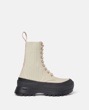 Stella McCartney Trace Spets-Up Biker Stövlar Dam Beige | 0478ZRIUJ