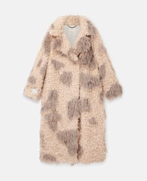 Stella McCartney Tree Bark Print Long Teddy Rockar Dam Oat/Clay | 2584WOGMK