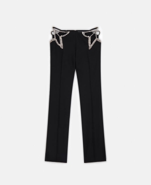 Stella McCartney Ultra Low Rise Diamanté Star Tailoring Dam Svarta | 9528RBGLP