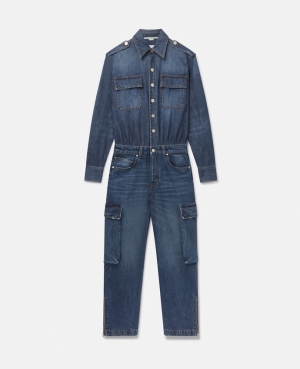 Stella McCartney Vintage Wash Cargo Jumpsuit Dam Mörkblå | 6789VTXGY