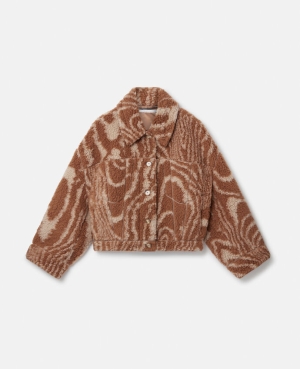 Stella McCartney Woodgrain Print Teddy Jackor Dam Bruna | 8175NFJXA