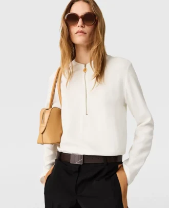 Arlesa blus med dubbel slits och dragkedja