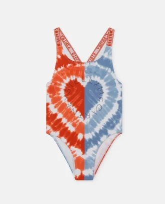 Baddräkt med hjärtmönster i tie-dye