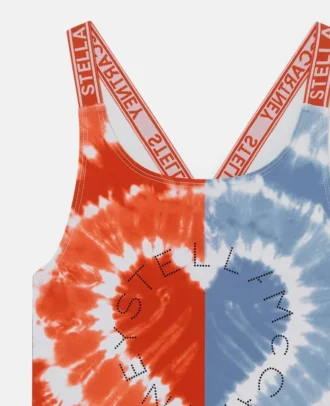 Baddräkt med hjärtmönster i tie-dye