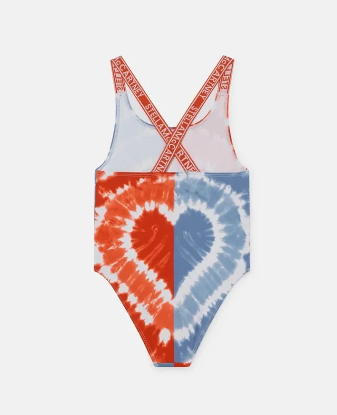 Baddräkt med hjärtmönster i tie-dye