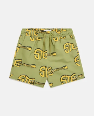 Badshorts med gitarrmönster