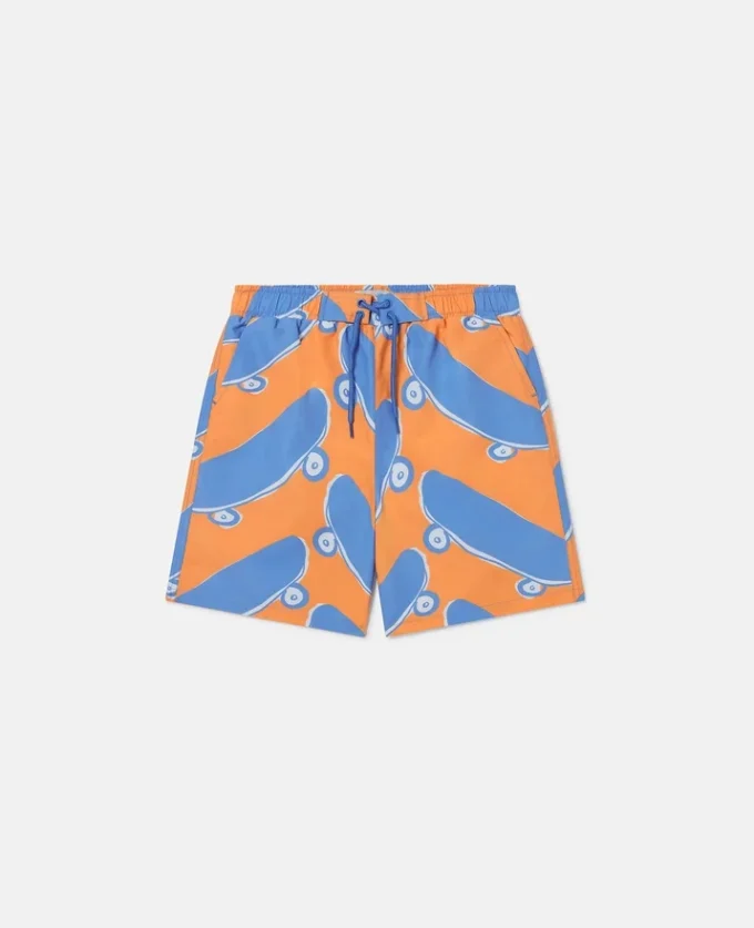 Badshorts med skateboardtryck