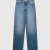 Blekta högmidjade jeans med vida ben