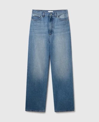 Blekta högmidjade jeans med vida ben