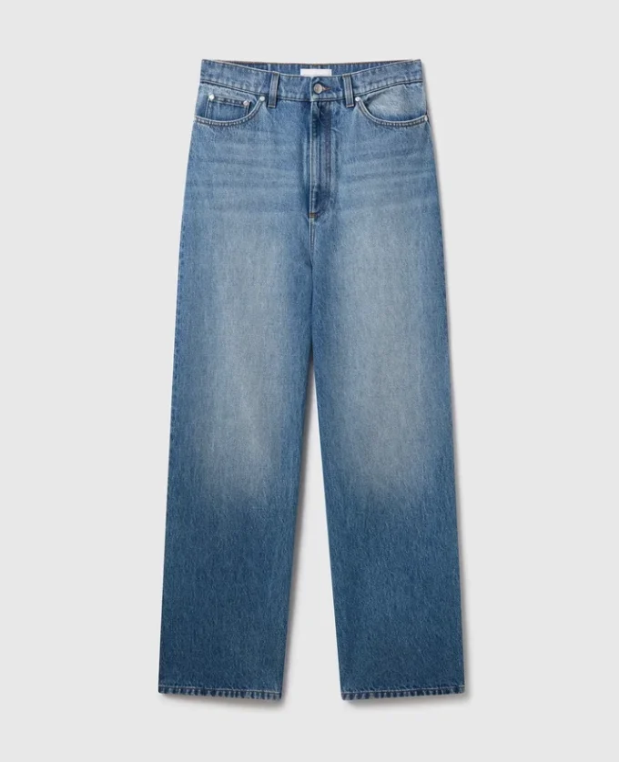 Blekta högmidjade jeans med vida ben
