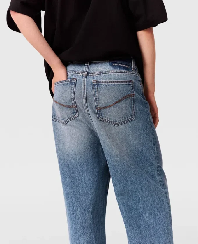 Blekta högmidjade jeans med vida ben